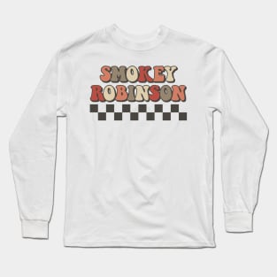 Smokey Robinson Checkered Retro Groovy Style Long Sleeve T-Shirt